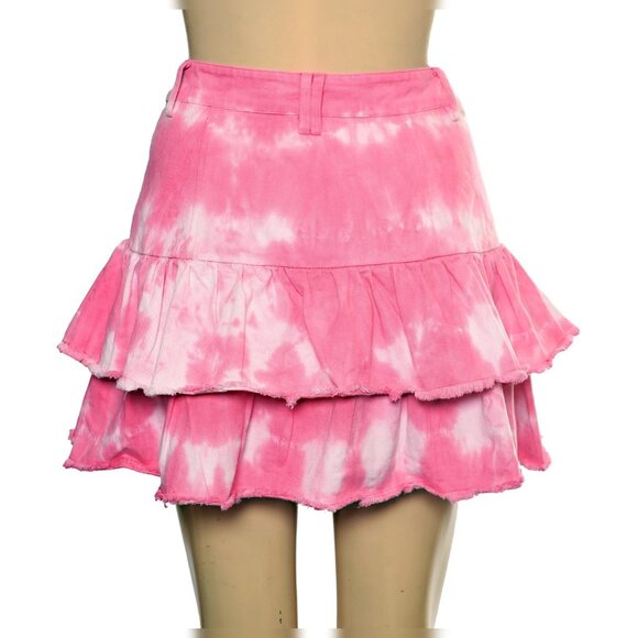 LoveShackFancy Landon Mini Skirt XS 2 Women's Casual Dye Denim Short NEW 41823 - Picture 5 of 6